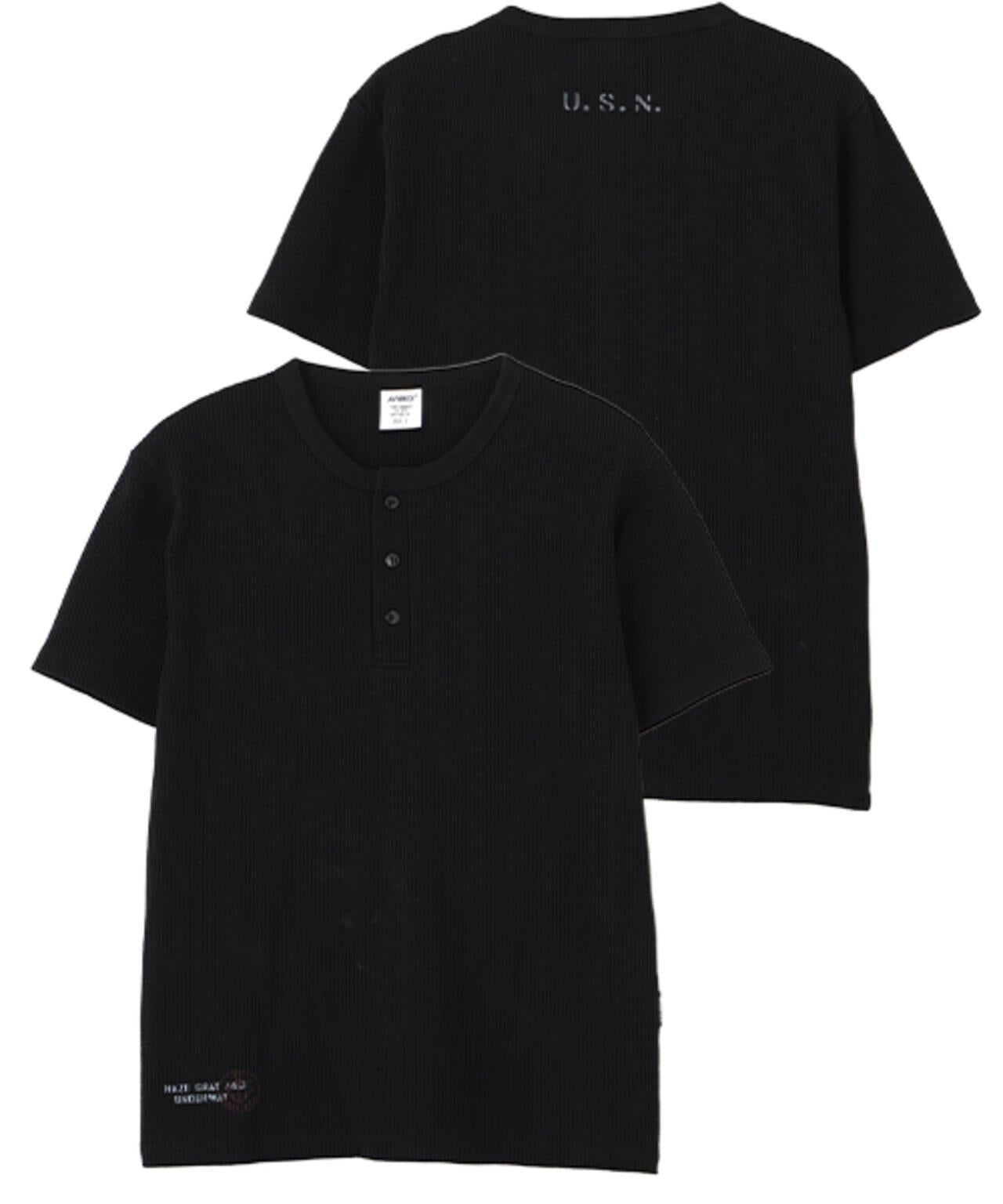 MINI WAFFLE HENRY NECK T-SHIRT U.S.N. 華夫格亨利領T恤