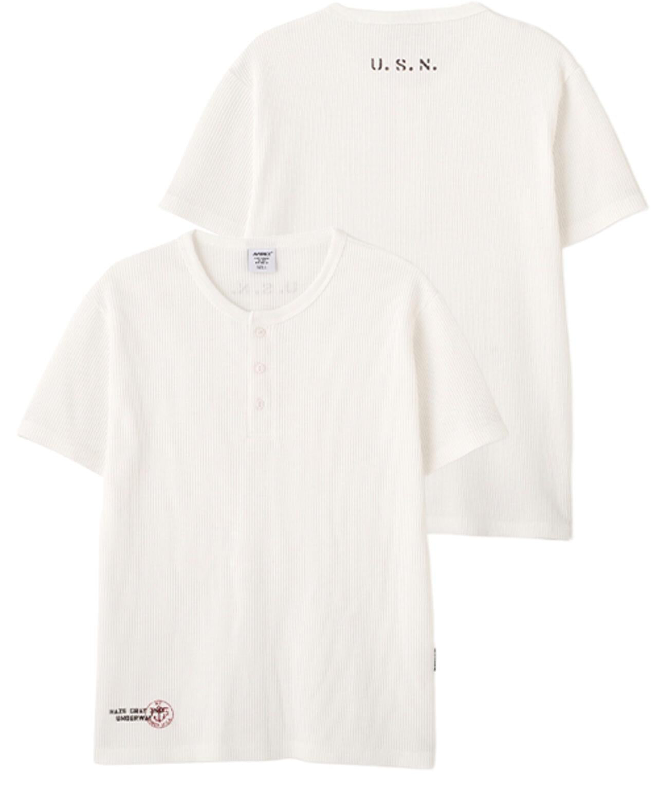 MINI WAFFLE HENRY NECK T-SHIRT U.S.N. 華夫格亨利領T恤