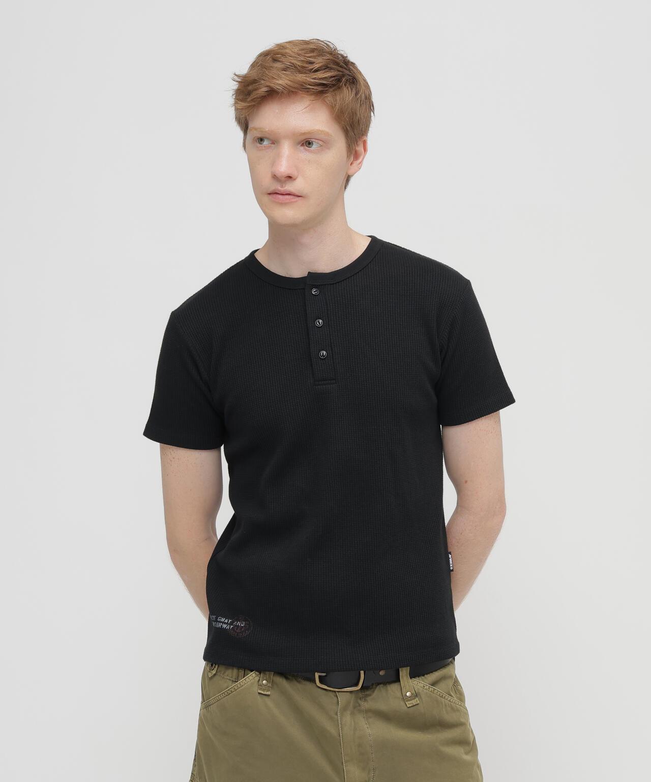 MINI WAFFLE HENRY NECK T-SHIRT U.S.N. 華夫格亨利領T恤