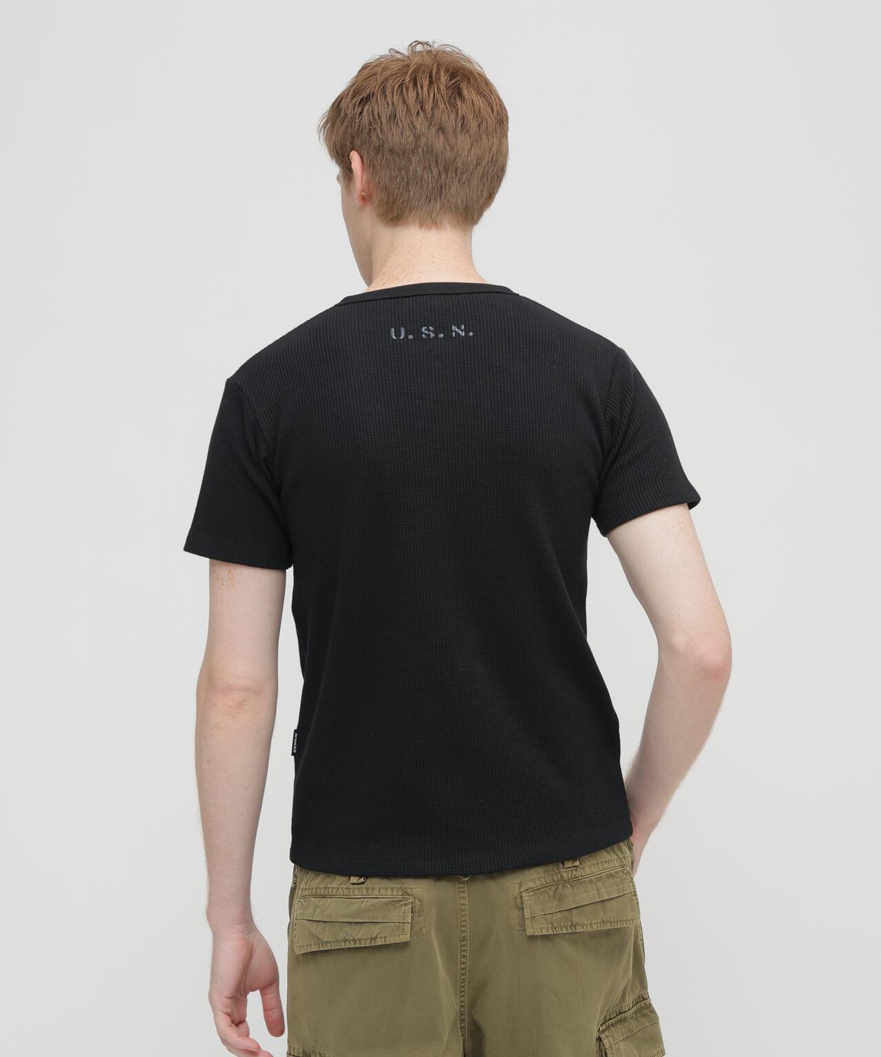 MINI WAFFLE HENRY NECK T-SHIRT U.S.N. 華夫格亨利領T恤