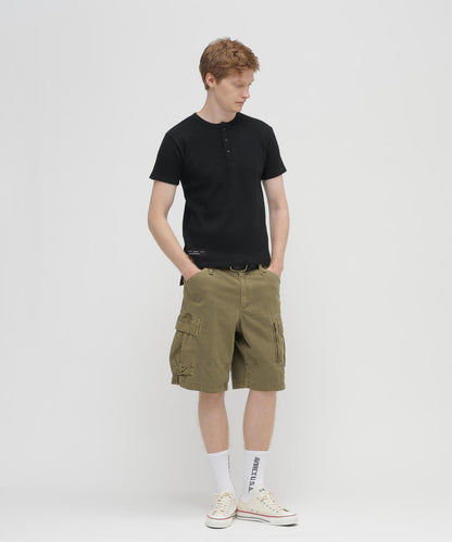 MINI WAFFLE HENRY NECK T-SHIRT U.S.N. 華夫格亨利領T恤