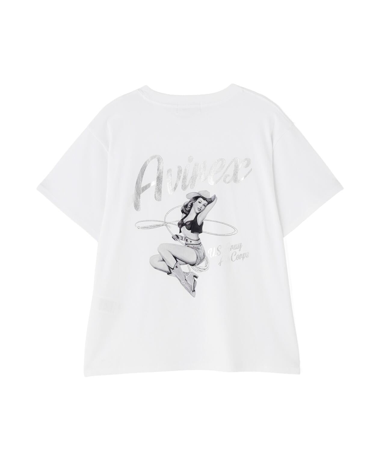 PINUP GIRL FOIL PRINT T-SHIRT 短袖T恤