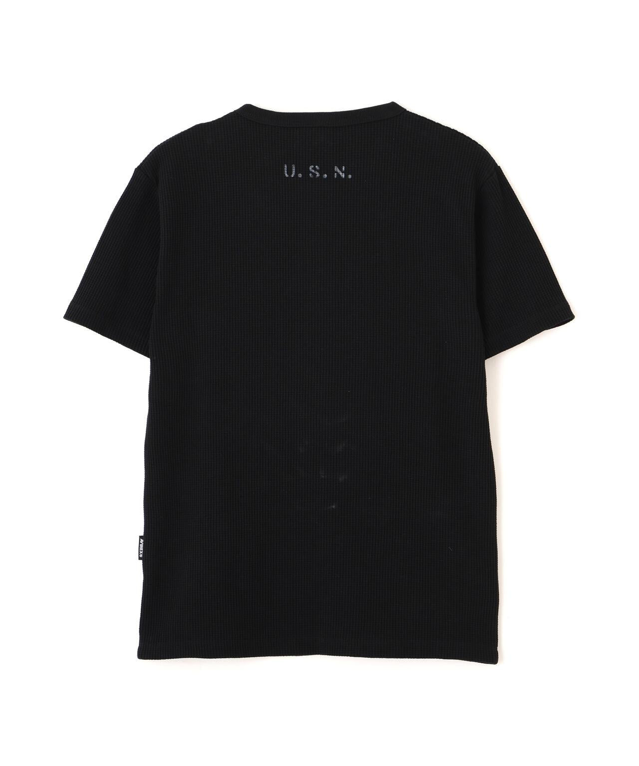 MINI WAFFLE HENRY NECK T-SHIRT U.S.N. 華夫格亨利領T恤
