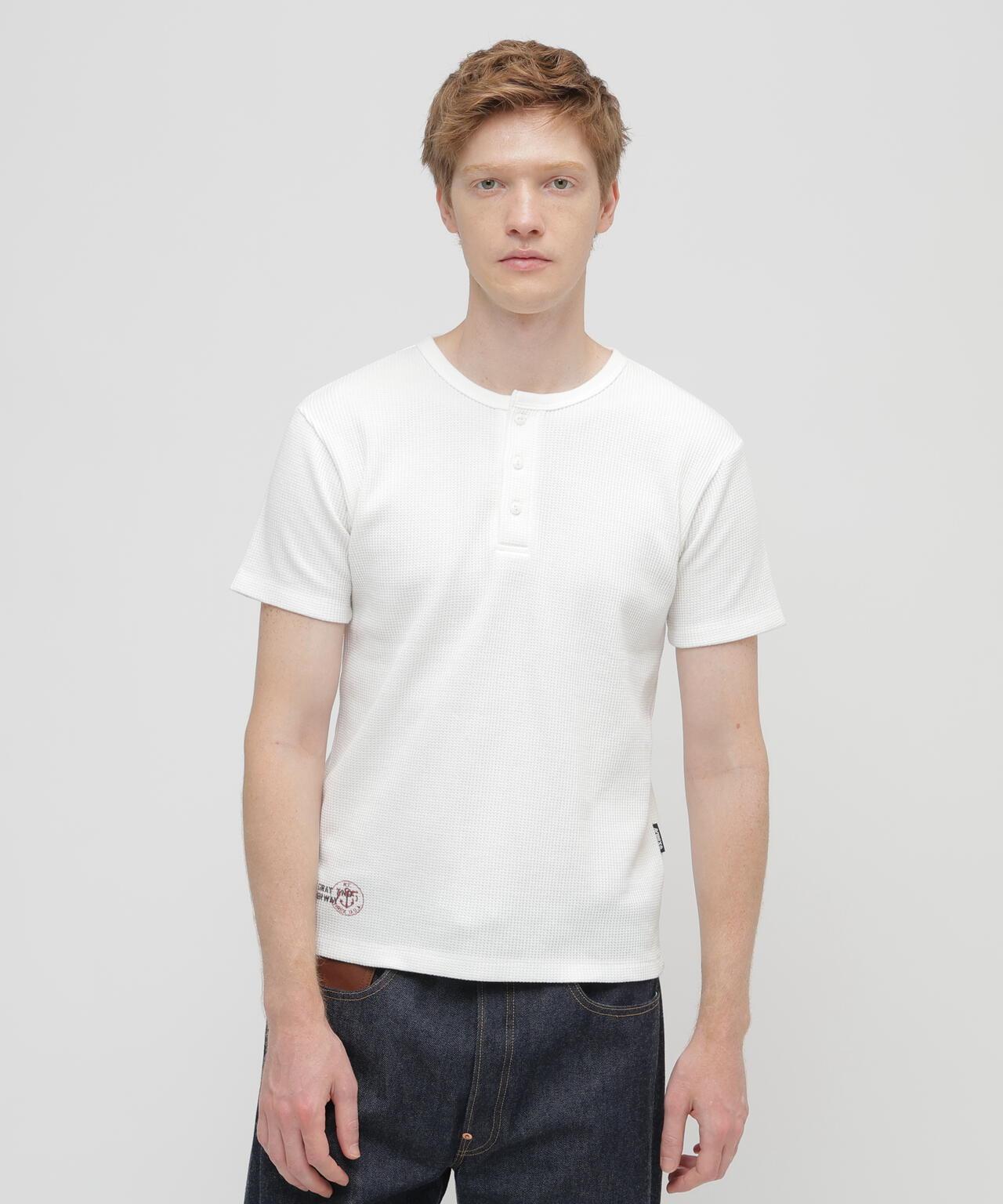 MINI WAFFLE HENRY NECK T-SHIRT U.S.N. 華夫格亨利領T恤