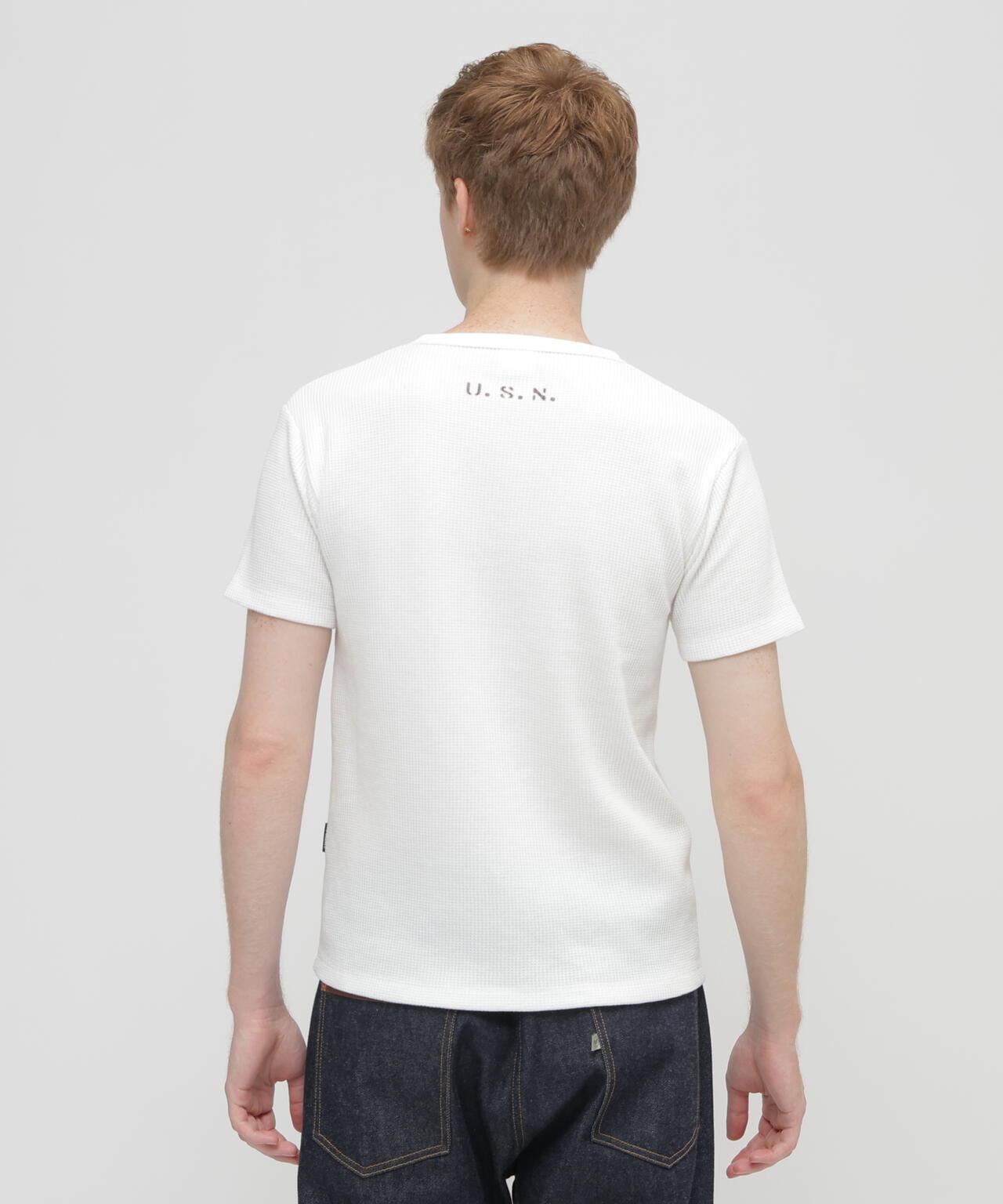 MINI WAFFLE HENRY NECK T-SHIRT U.S.N. 華夫格亨利領T恤