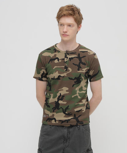 MINI WAFFLE HENRY NECK T-SHIRT U.S.N. 華夫格亨利領T恤