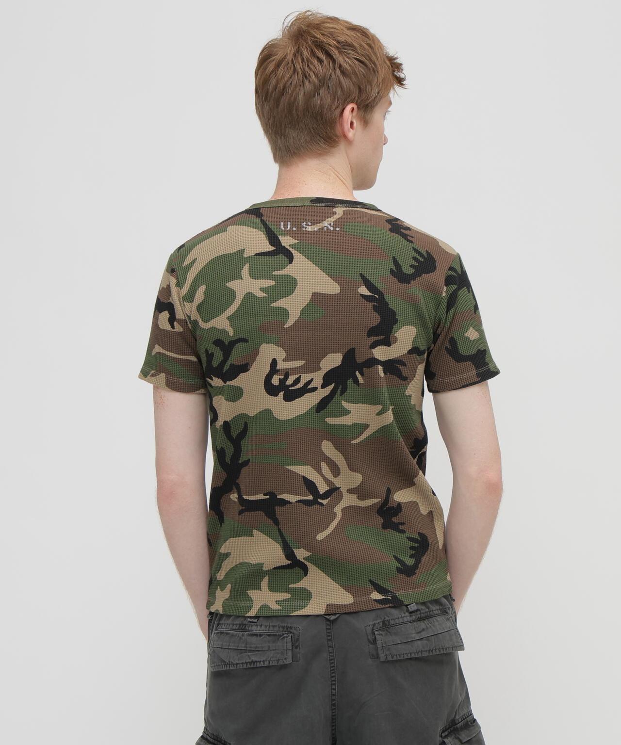 MINI WAFFLE HENRY NECK T-SHIRT U.S.N. 華夫格亨利領T恤
