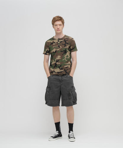 MINI WAFFLE HENRY NECK T-SHIRT U.S.N. 華夫格亨利領T恤