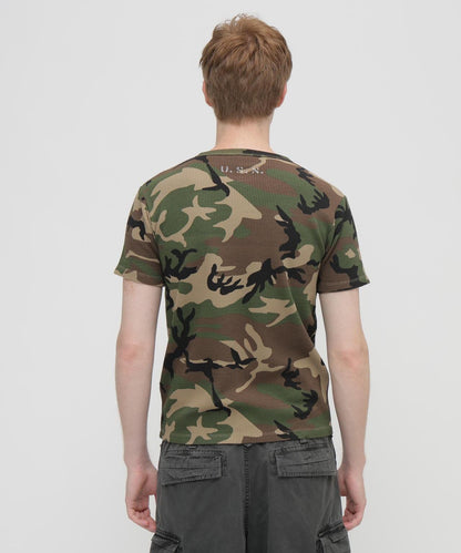 MINI WAFFLE HENRY NECK T-SHIRT U.S.N. 華夫格亨利領T恤