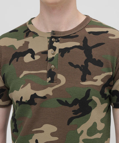 MINI WAFFLE HENRY NECK T-SHIRT U.S.N. 華夫格亨利領T恤