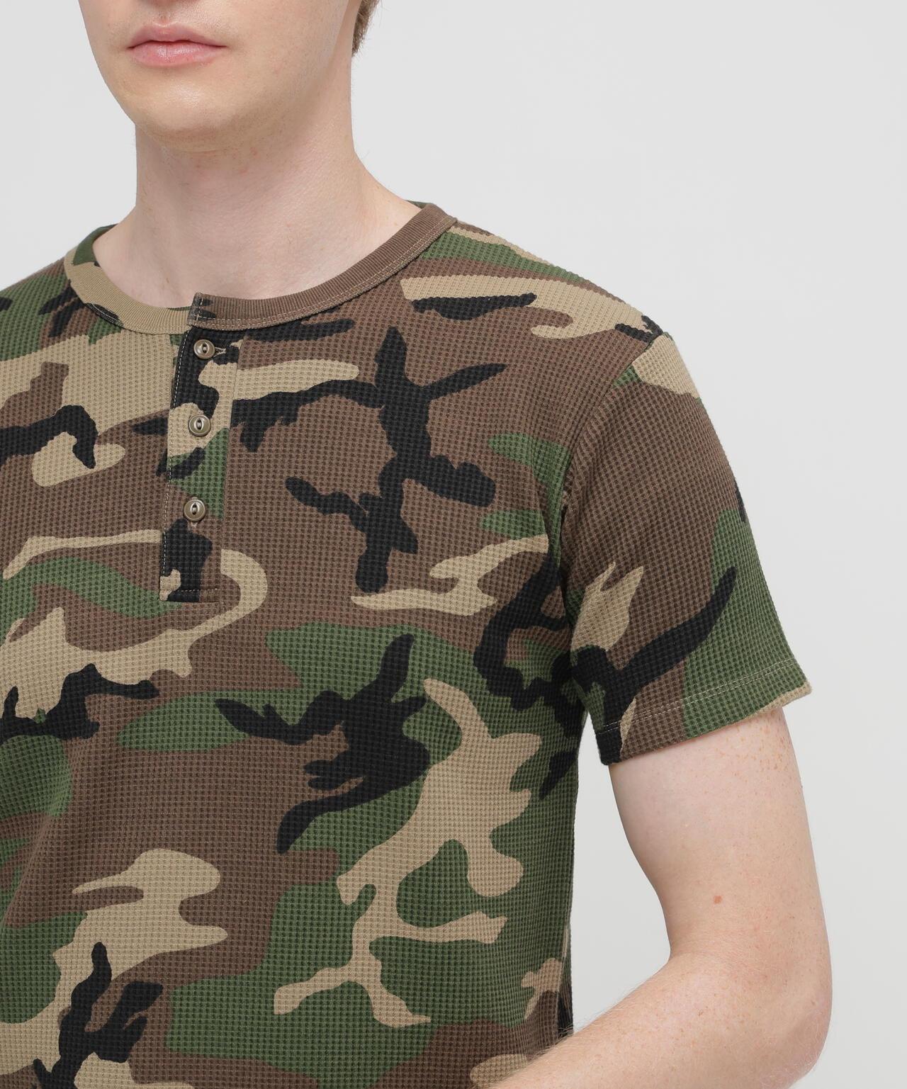 MINI WAFFLE HENRY NECK T-SHIRT U.S.N. 華夫格亨利領T恤