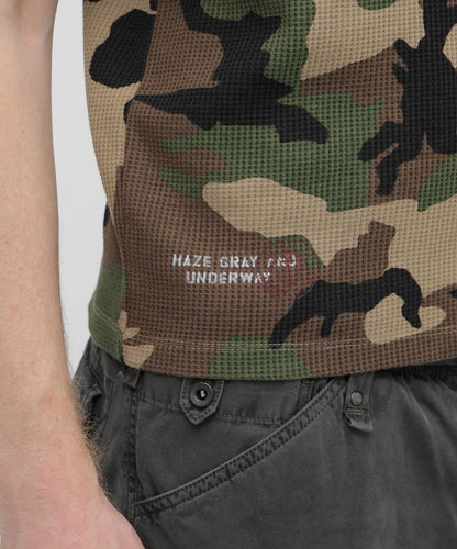 MINI WAFFLE HENRY NECK T-SHIRT U.S.N. 華夫格亨利領T恤