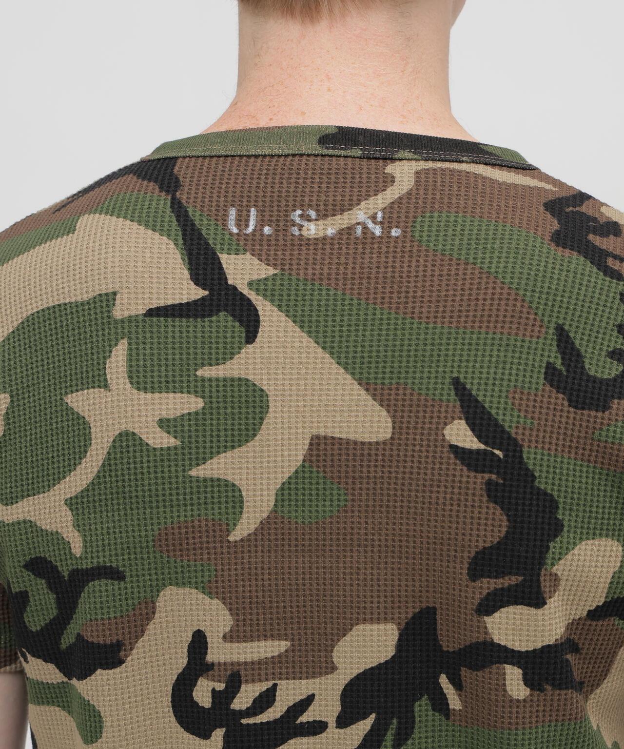 MINI WAFFLE HENRY NECK T-SHIRT U.S.N. 華夫格亨利領T恤