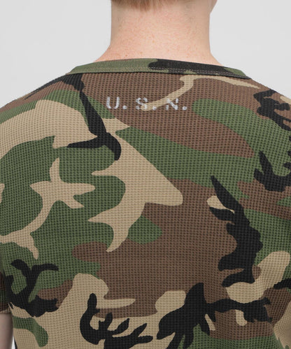 MINI WAFFLE HENRY NECK T-SHIRT U.S.N. 華夫格亨利領T恤