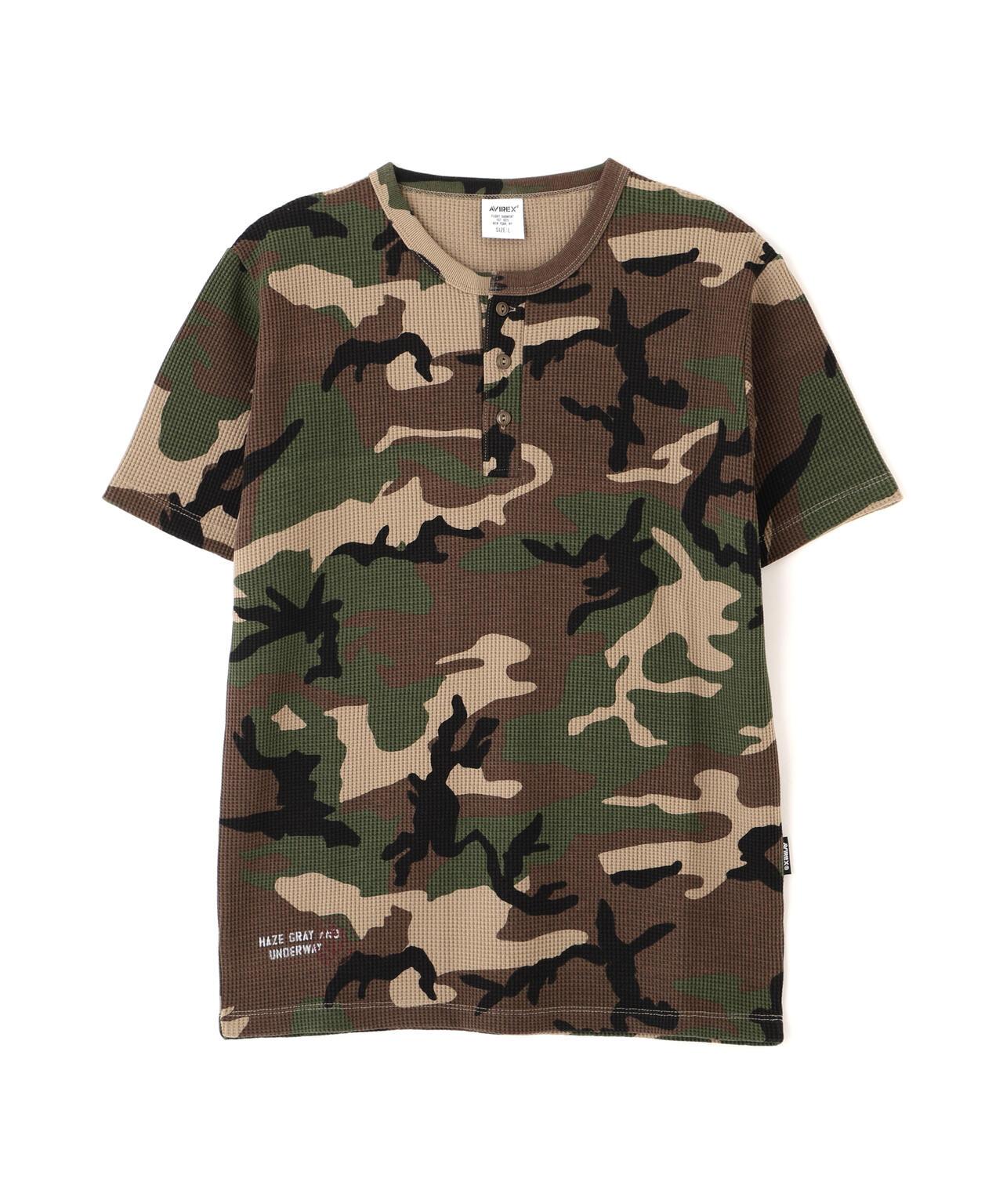 MINI WAFFLE HENRY NECK T-SHIRT U.S.N. 華夫格亨利領T恤