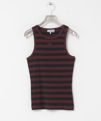 GANNI SOFT COTTON RIB TANK TOP 背心