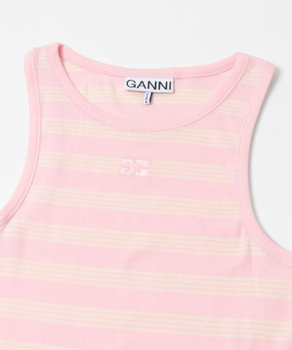 GANNI SOFT COTTON RIB TANK TOP 背心