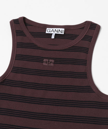 GANNI SOFT COTTON RIB TANK TOP 背心