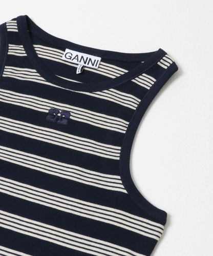 GANNI SOFT COTTON RIB TANK TOP 背心