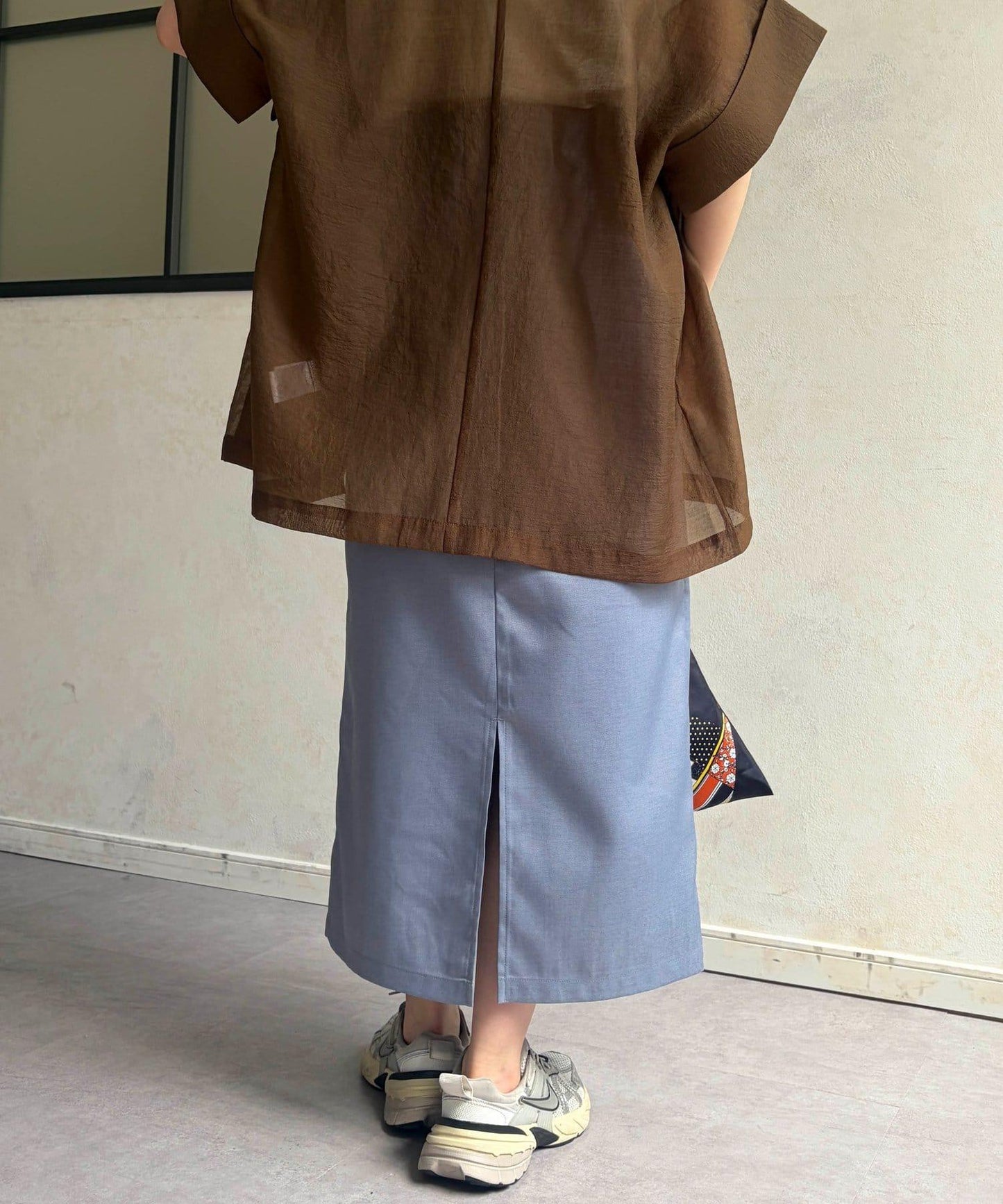 抽褶窄身半身裙