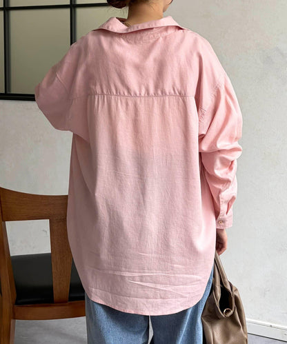 GLD紐扣 亞麻襯衫