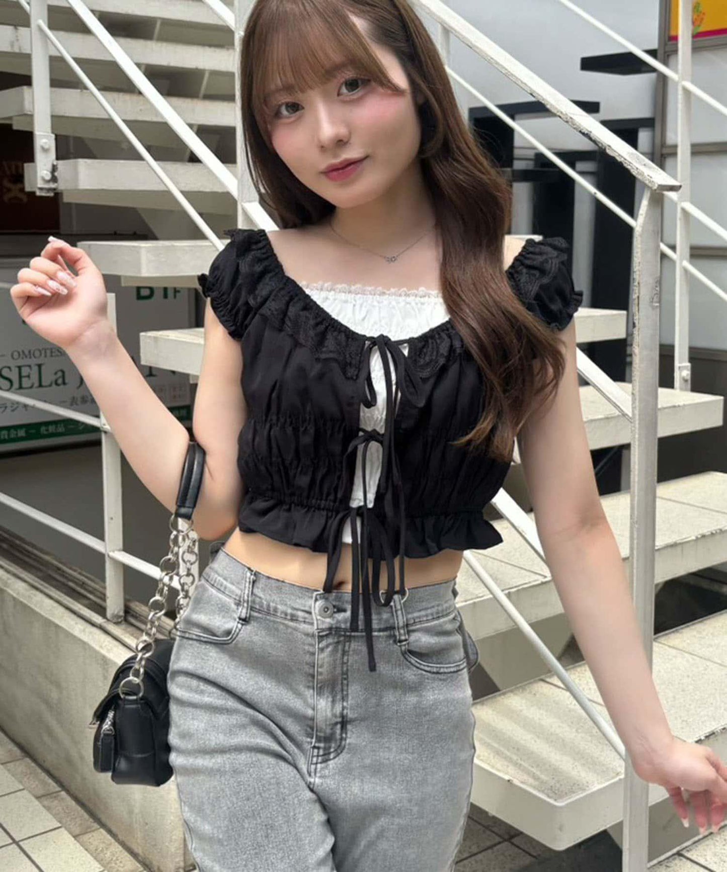褶皺拼接設計襯衫