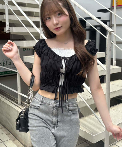 褶皺拼接設計襯衫