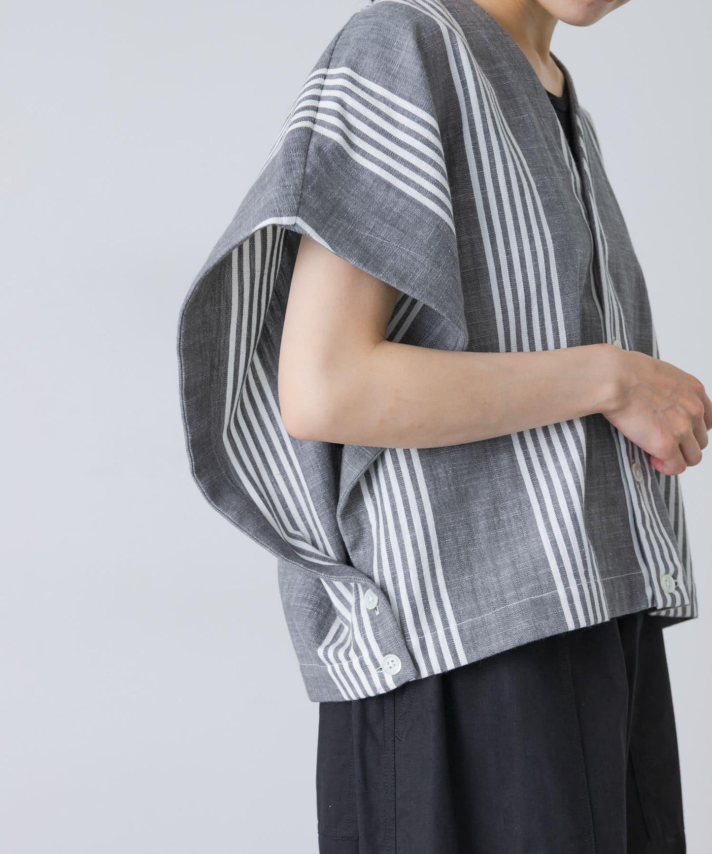 HAVERSACK 丹寧條紋無袖針織開衫