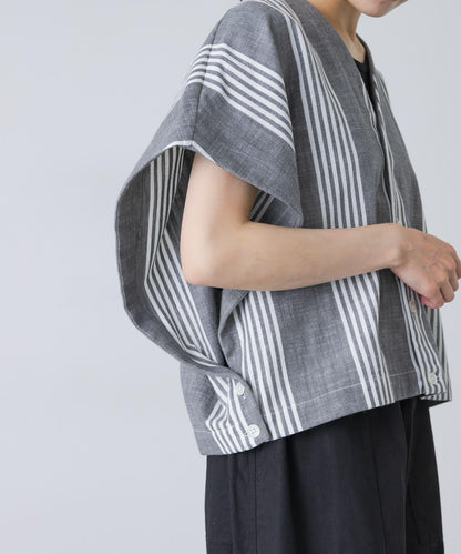 HAVERSACK 丹寧條紋無袖針織開衫