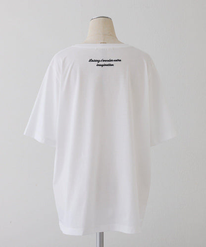 絲光材質 logo印花拼刺繡 T恤