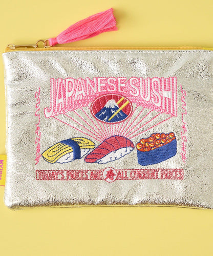 JAPAN 壽司圖案銀色化妝包