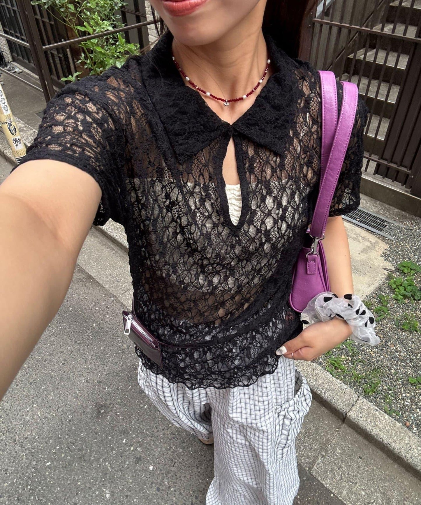 蕾絲Polo短袖上衣