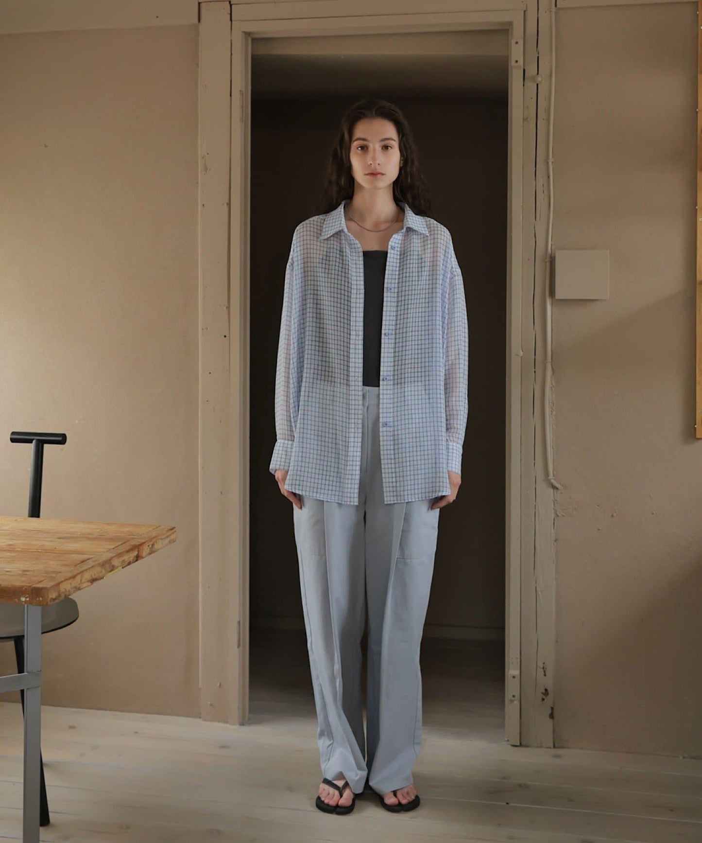 CINAMOD CHECK SHEER SHIRT 襯衫