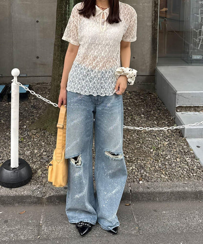 蕾絲Polo短袖上衣