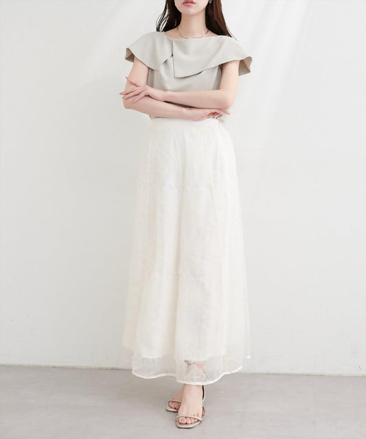 natural couture 花朵薄紗半身裙