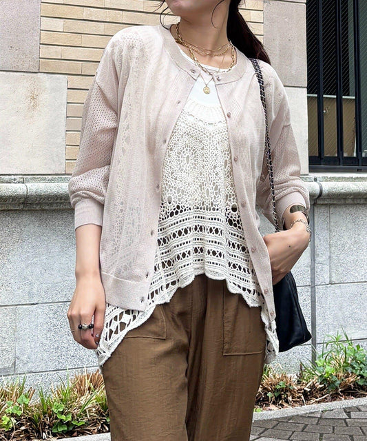 網紗袖 設計 針織開衫