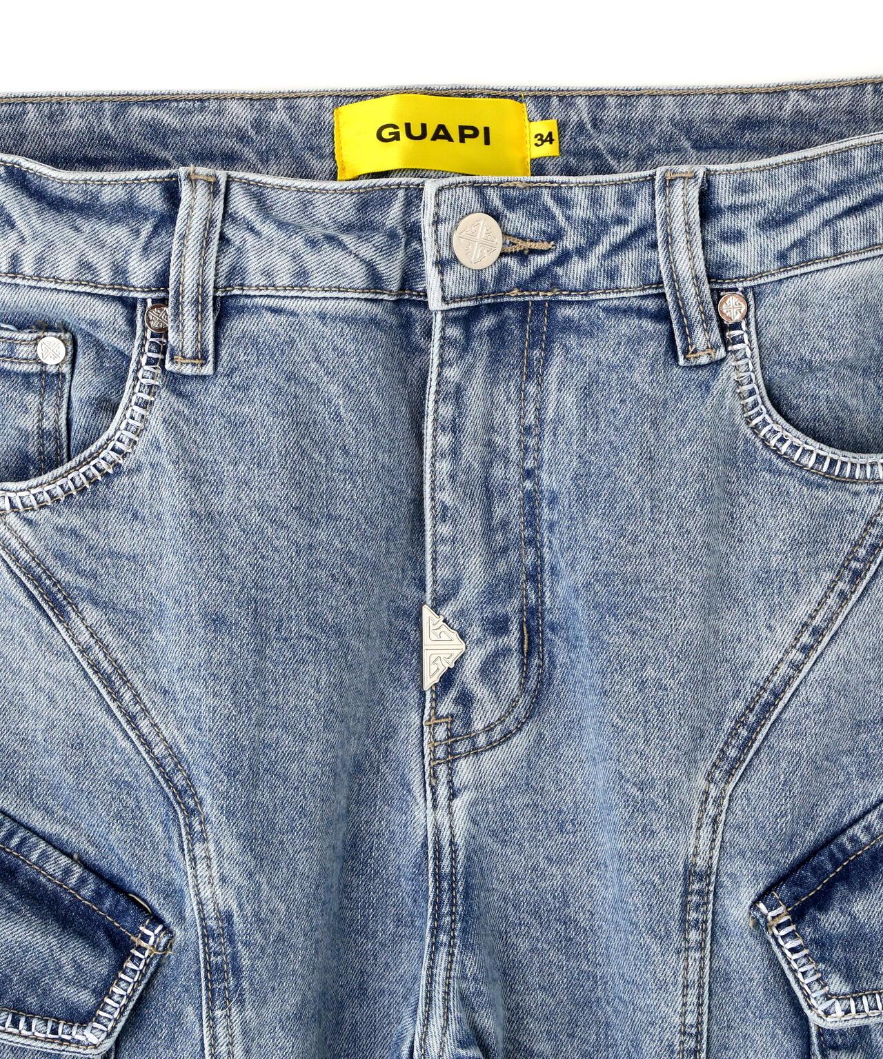 GUAPI Aqua Blue Coffin Arc Denim 牛仔褲