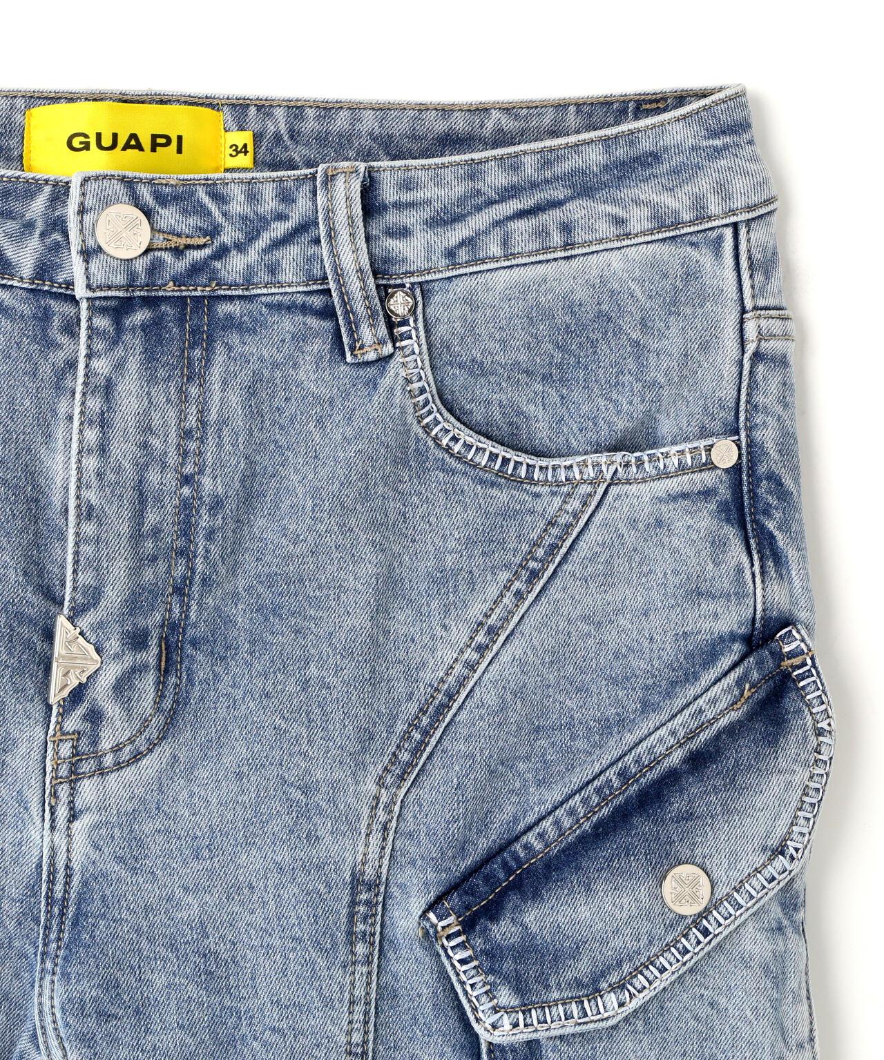 GUAPI Aqua Blue Coffin Arc Denim 牛仔褲