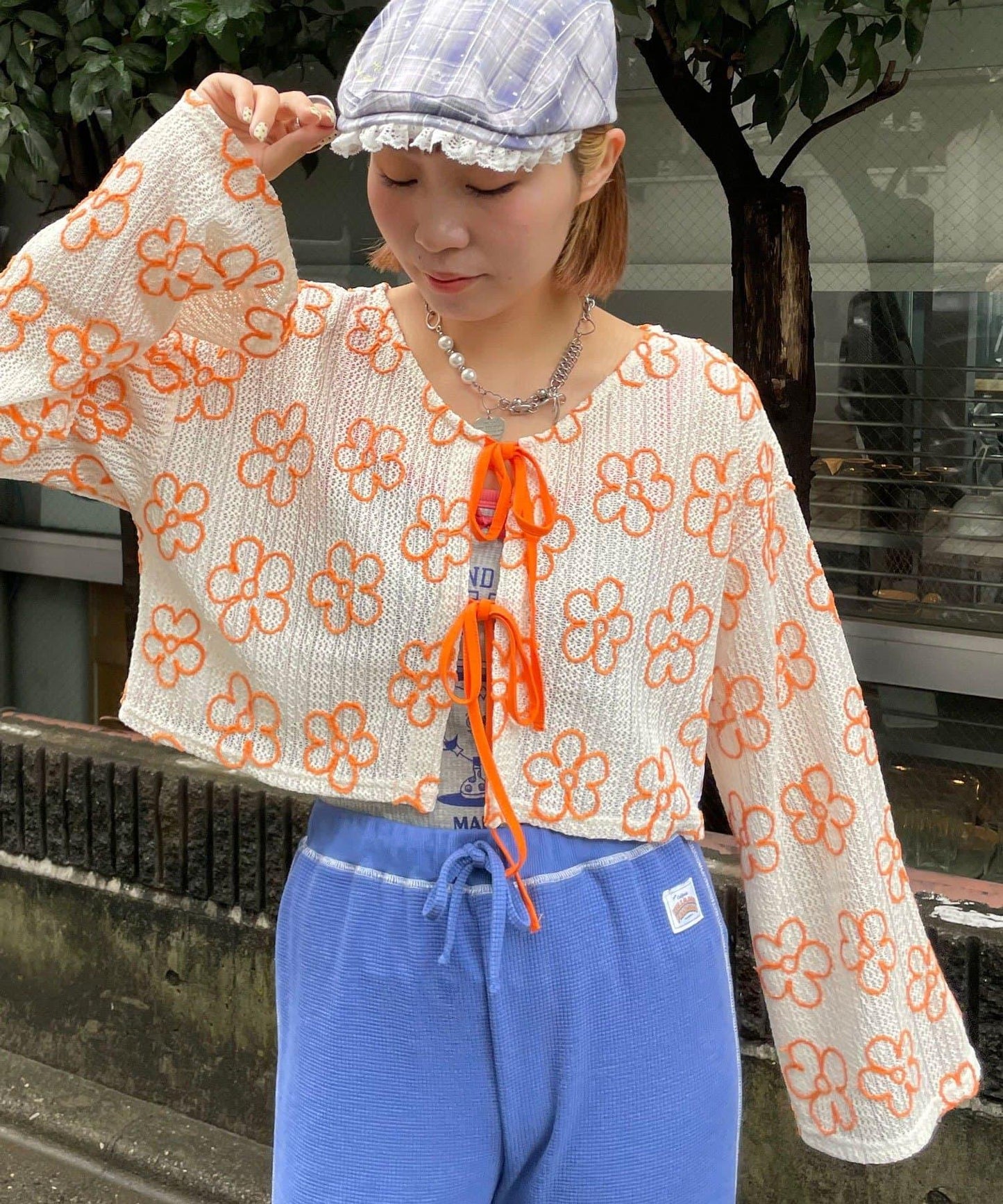 HELLO.SANFRANCISCO 2WAY花卉透紗刺繡小披肩