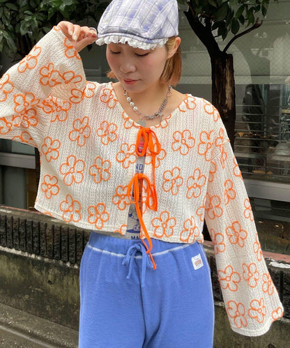 HELLO.SANFRANCISCO 2WAY花卉透紗刺繡小披肩