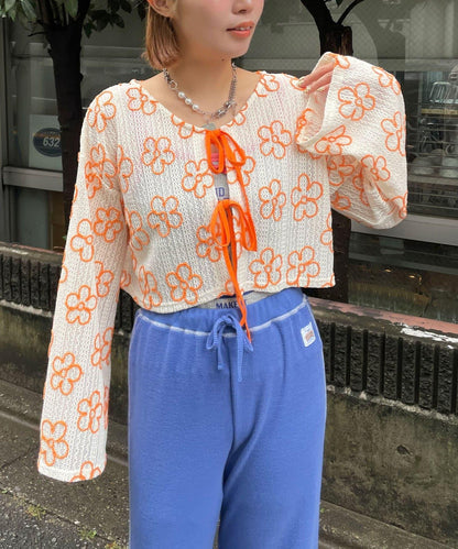 HELLO.SANFRANCISCO 2WAY花卉透紗刺繡小披肩