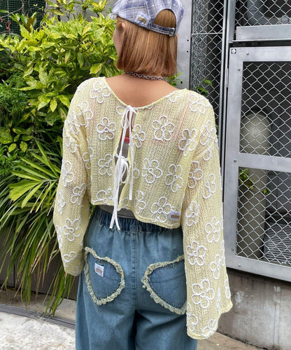HELLO.SANFRANCISCO 2WAY花卉透紗刺繡小披肩