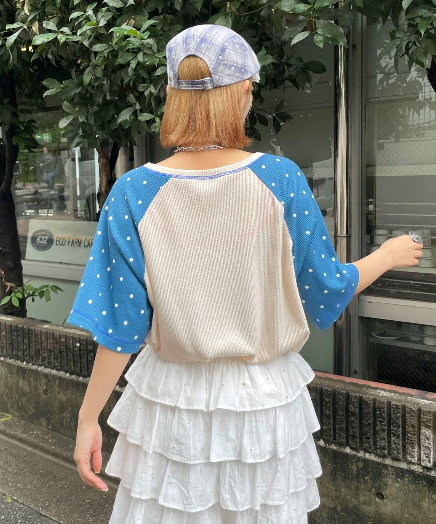 HELLO.SANFRANCISCO/ハローサンフランシスコ 華夫格插肩波點短袖T恤