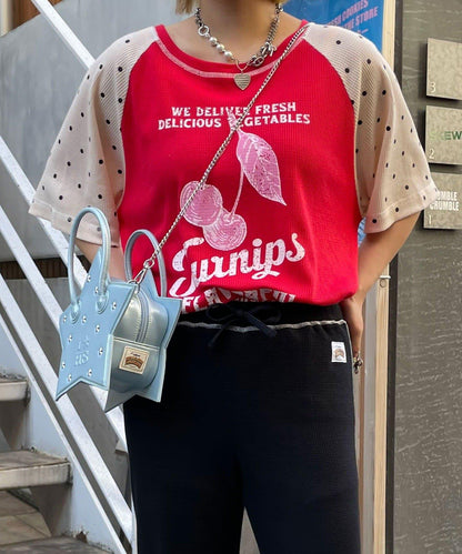 HELLO.SANFRANCISCO/ハローサンフランシスコ 華夫格插肩波點短袖T恤
