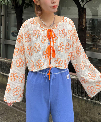 HELLO.SANFRANCISCO 2WAY花卉透紗刺繡小披肩