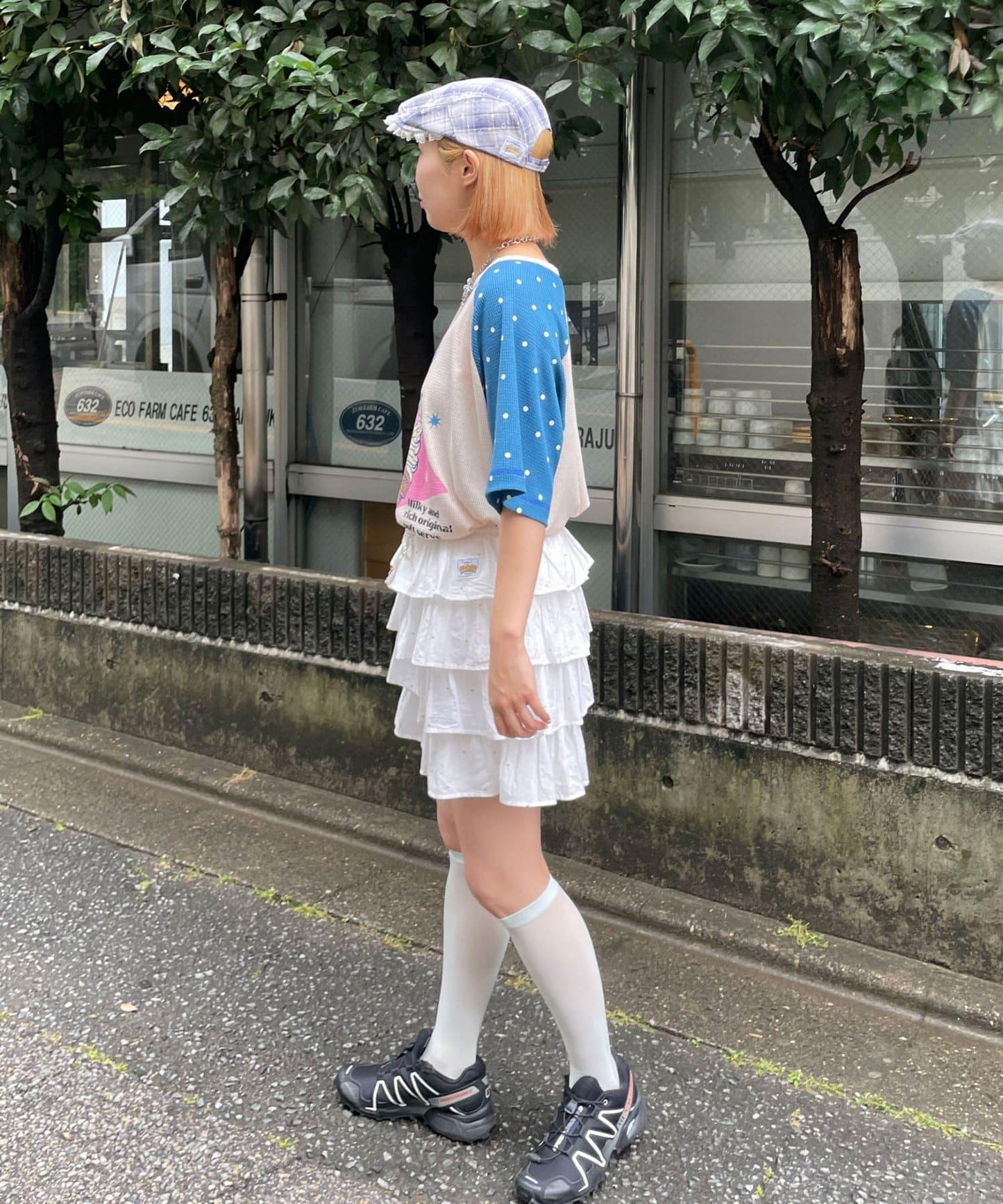 HELLO.SANFRANCISCO/ハローサンフランシスコ 華夫格插肩波點短袖T恤