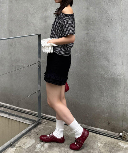 條紋頸環套裝T恤（網絡）