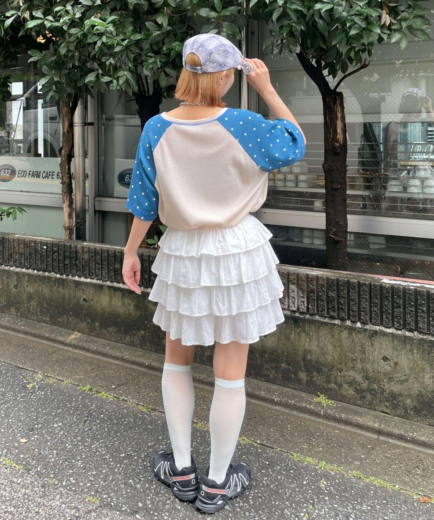 HELLO.SANFRANCISCO/ハローサンフランシスコ 華夫格插肩波點短袖T恤