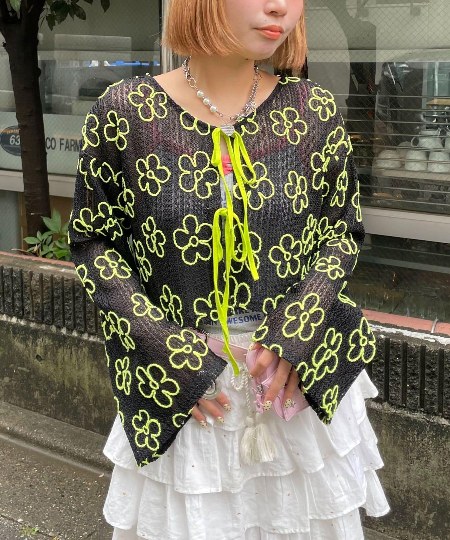 HELLO.SANFRANCISCO 2WAY花卉透紗刺繡小披肩