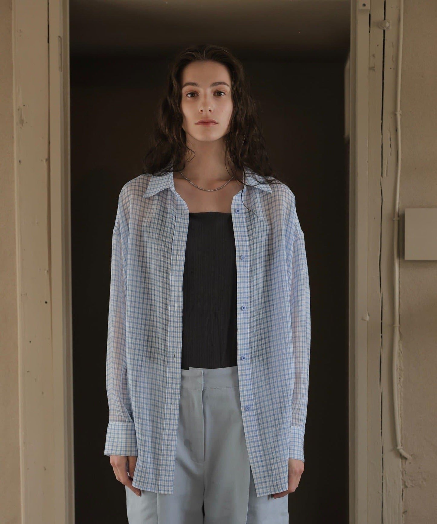 CINAMOD CHECK SHEER SHIRT 襯衫